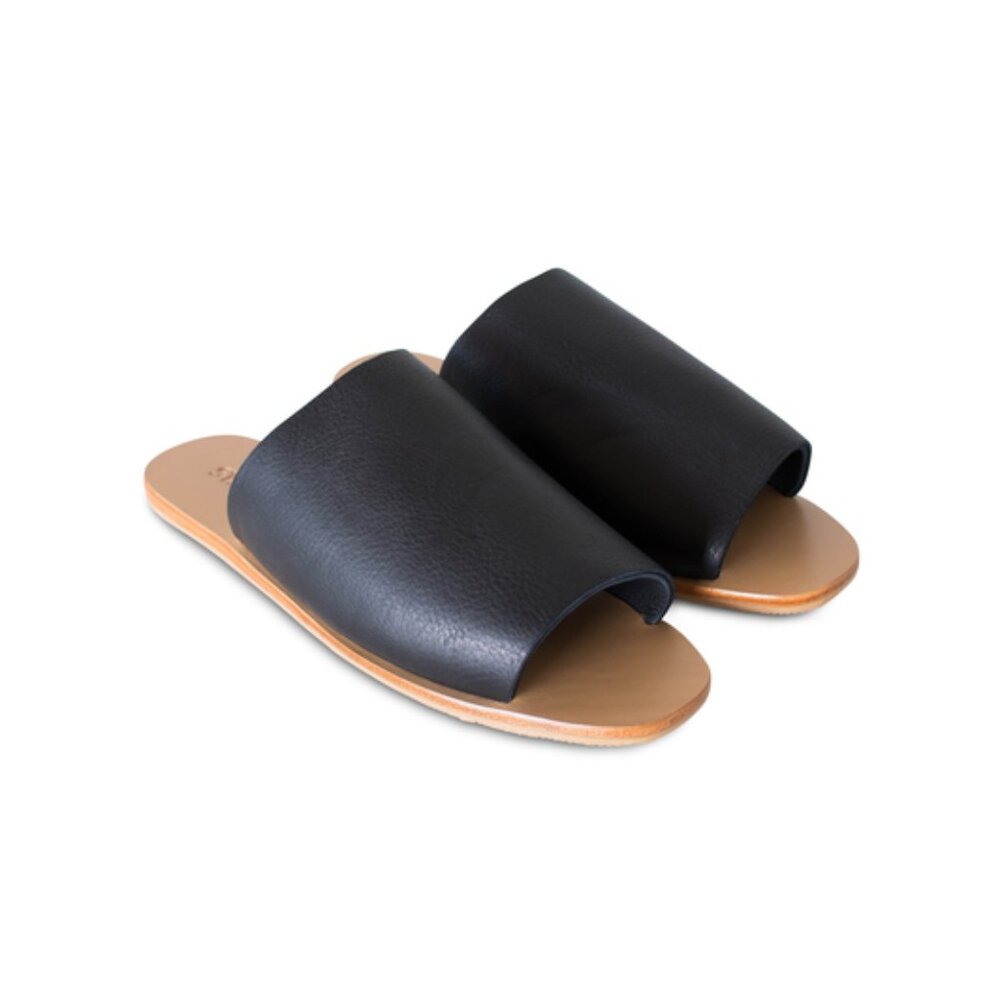 St Agni Leather Slides (Black)